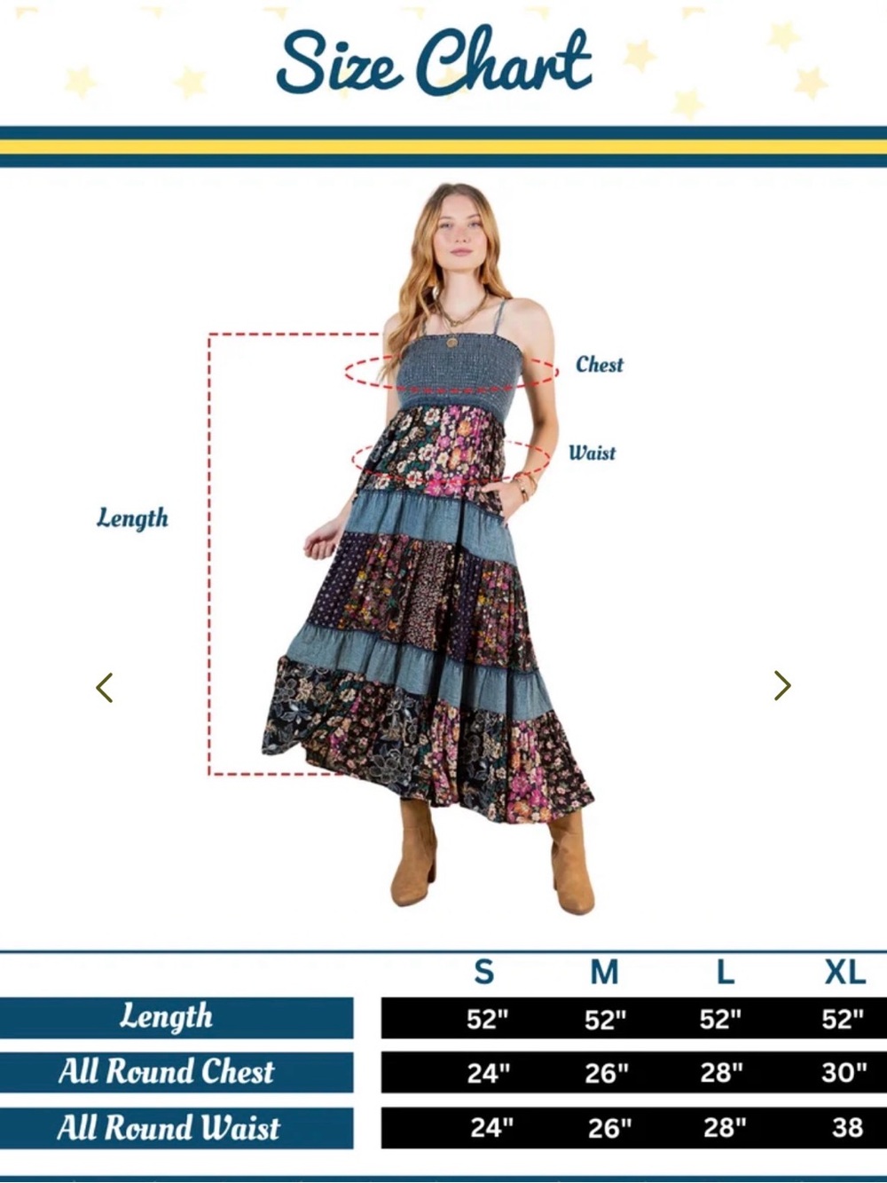 K159 Young Threads Sz S Smocked Bodice Patchwork Maxi Dress Pockets Lined NWT - Picture 10 of 16